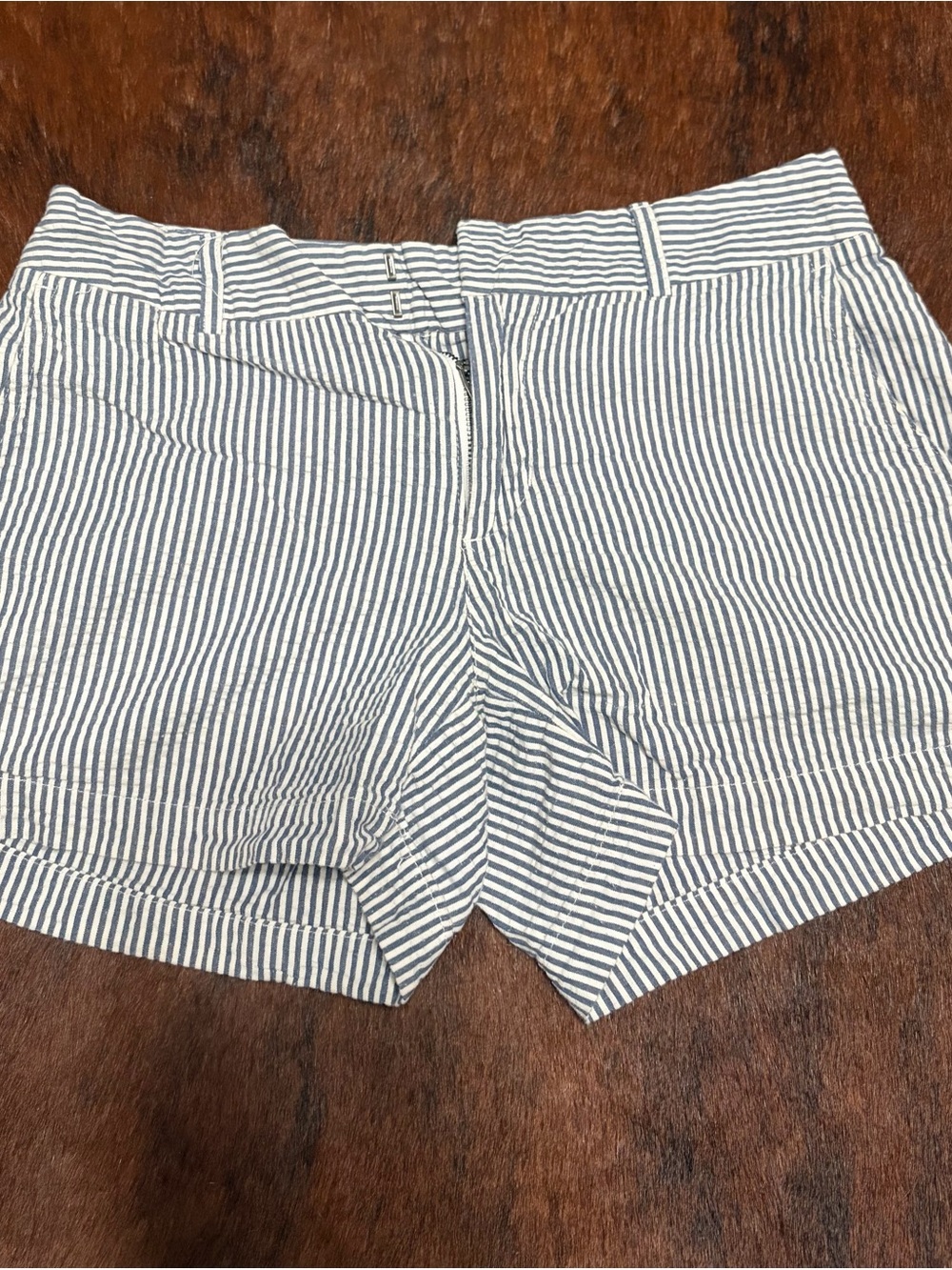 Cynthia Rowley Navy and White Striped Seersucker Shorts